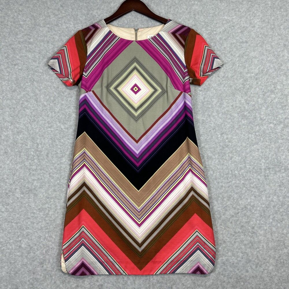 Trina Turk Women's Shift Dress Geometric Chevron Print Size 6 Multicolor - USA